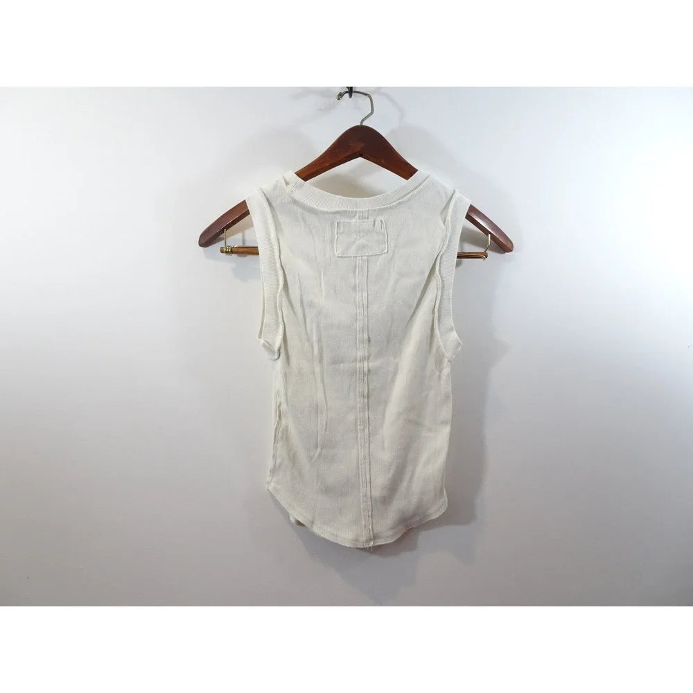 We The Free People Ribbed Muscle Tank Top Cream White Seam Detail Small Gorpcore